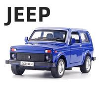1:32 Lada Jeep Vintage Car Model Alloy Car Diecast Model Sound And Light Miniature Car Model Collecting Hobbies Children Toys blue
