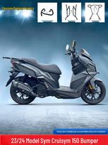 SYM Cruisym 150 Front & Rear Anti-fall Carbon Steel Bars for 23-24 Models Exhaust Bar Reinforced gray