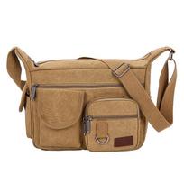 Heren Casual Sling Bag Messenger Crossbody Schouder Unisex Reizen Outdoor Vintage Tassen chaki