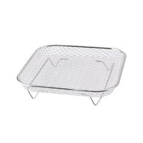 Stainless Steel Air Fryer Rack Non-Stick Grill Basket Grilling Rack  Outdoor Barbecue Square white