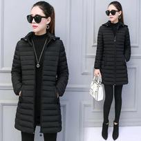 Women's Jacket Oversize Lightweight Padded Jacket Winter Hood Warm Cotton Clothes Middle Length Slim Warm Parkas XXXXXL juoda