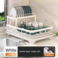 Stainless Steel Dish Drying Rack Adjustable Kitchen Plates Organizer with Drainboard Over Sink Plate Drainer Storage Organizer white