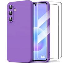 Case for Samsung Galaxy A57 5G, Soft Silicone Anti-Scratch Protection Purple - 2 Tempered Glasses violetinė
