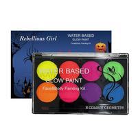 8-Color Fluorescent Water-Soluble Body and Face Paints for Opera, Makeup, and Fan Art black
