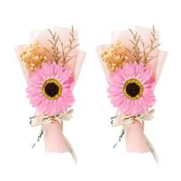 2 vnt. Mini saulėgrąžų puokštė Kvapios dirbtinės muilinės gėlės Gimtadienio Valentino dienos dovanos Moterims Mamai Žmonai Merginai Jai 2pcs N pink