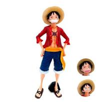 Latest 28cm One Piece Anime Figure Confident Smiley Luffy Three Form Facial Changing Action Figurine PVC Model Playthings Collection Gifts multi