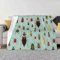 Senovinis raštas-Vabalai ir Kirmėlės Madingas Minkštas Šiltas Flanelinis Antklodė Vabzdžiai Moths Drugeliai Drugelis Skraidūnas Elnias Vabalas 75x90cm gray
