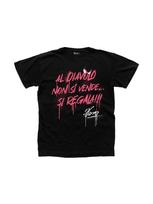 Men'S Vasco Rossi Italian Graphic T-Shirt - Bold Red & Pink Signature Song Lyrics & Non Vendere (Don't Sell) Print, Black Casual Round Neck Short Slee M black