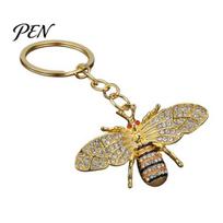 Shiny Bee Bag Tag Rhinestone Keychain for Women, Bing Alloy Car Durable Zinc Key Ring, Decorative Accessories Handbags Backpacks Birthday Present auksinė