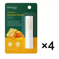 4 vnt. Vitaminas E Medus Lūpų balzamas nuo išsausėjimo Drėkinantis Atstatantis Lūpų raukšles Gerinantis lūpas Lūpų balzamas mamai 4Pcs black