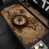 Vintage Nautical Map Large Mouse Pad Rubber Non-Slip Desk Mat Gaming Mousepad Desk Gadgets Computer Table Gaming Mat Playmat 30cmx80cm(11.8x31.5inch) brown
