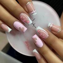 24Pcs Love Ballerina Press On Nails Full Cover Artificial Fake Nails Professional Nail Art brown