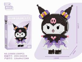 Sanrio Kuromi Micro Building Block Pochacco Cinnamoroll Melody Assembled Model Mini Brick Figures Toys For Kids Christmas Gift No Box black