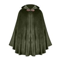 Apsiaustas su gobtuvu iš aksomo, metalinio žiedo puošyba, retro stiliaus, Helovino, Cosplay skara, paslaptingas, šventinis kostiumo aksesuaras armijos žalia spalva