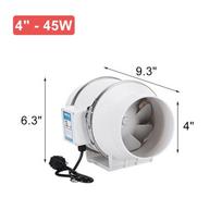 45W 220V 4   Bathroom Extractor Ventilation Kitchen Toilet Wall Air Cleaning Exhaust Fan Home Silent Inline Pipe Duct Fan gray