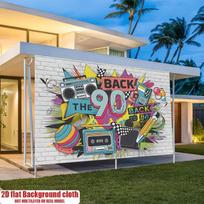 90s Hip Hop Graffiti Backdrop Brick Wall Party Photo Booth Banner 70.9x43.3inch/180*110cm beige