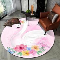 3D Mielas Animacinis Paukštis Cignas Apvalus Kilimas Neslystantis Plotinis Kilimas Svetainei Sofai Miegamajam Dekoras Apskritas Įėjimo Durų Kilimėlis Komfortas Jogos Kilimėlis 60x60cm gray