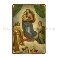 Raffaello Sanzio Da Urbino Sistine Madonna   Metal Signs Cave Rusty Customized Living Room Wall Mural Tin Sign Poster 20x30cm（7.8x11.8inch）