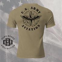 Tri-Blend Olive Army Aviation Insignia Military T-Shirt 3XL gray
