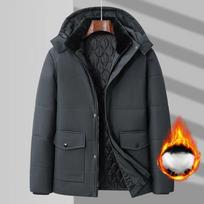 Žieminis vyriškas parkas vilnonis medvilninis storas šiltas striukė su gobtuvu pūkuota apykakle, vandeniui atspari vėjo striukė, paminkštinta plius dydis 8xl M tamsiai pilka spalva