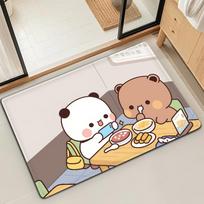 Bubu Dudu Cartoon Anime Door Mat Bath Microfiber Decorative Versatile Flannel Floor Mat Quick Dry Absorbent Non-slip Sole 40cm x 60cm beige