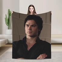 Warm Soft Blankets Travel Office Damon Salvatore Bedding Throws  Flannel Bedspread For Home Decor Novelty Sofa Bed Cover 75x90cm black