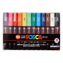 uni Mitsubishi Pencil Posca Extra Fine 12 Water-Based Pen, Tip, Colors, PC-1M.12C blue