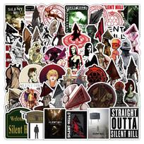 50PCS Silent Hill Stickers Suspense Horror Movies Cartoon Sticker Waterproof Decoration Fridge Laptop Guitar Graffiti Toy gray