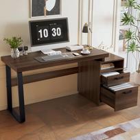 135 x 54 cm modernus rašomasis stalas, MDF stalviršis su aukštos kokybės plieniniu vamzdžiu, itin didelė apkrova, daugiafunkcinis laikymo dizainas, tylus stalčius, aplankas 135 x 54 x 76.4 cm ruda
