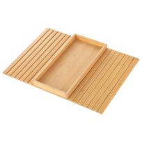 Medinė sulankstoma sofos porankio padėkliukas su puodelio laikikliu gultui ir sofai One Size beige