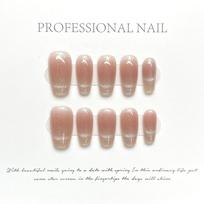 Handmade Short Cat Eye Press On Nails Round Reusable Adhesive False Nail Tips Artificial Stick On Manicure Art For Women brown