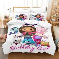 Gabbys Dollhouse Bedding Set Single Twin Full Queen King Size Bed Set Adult Kid Bedroom Duvet cover Sets 3D Anime Bed Sheet Set Tool 70x133cm 2pcs beige