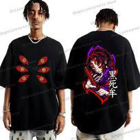 Japanese Anime Demon Slayer: Kimetsu No Yaiba Print Vintage Tshirt Harajuku Kokushibo Streetwear Graphic T-Shirt Cotton Tshir... 5XL įvairiaspalvis