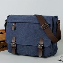Retro Canvas Messenger Bag for Men, Large Sling Bag, Casual Crossbody Bag for Hanging Out Daily Commute, School Bag College Bags mėlyna