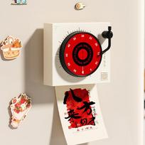 Magnetic Record-Shaped Mechanical Timer Kitchen Learning Specific Visual Timer Children Self-Discipline Time Management Reminder raudona
