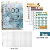 Cross-border Couple 100-Day Savings Challenge: PVC Loose-Leaf Binder for Homework & Error Collection mėlyna