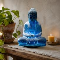 Meditation Buddha Lamp Sky Blue - Oval Stand