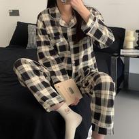 Women's pajamas set pajamas 2-piece set airy soft casual printed pajamas L juoda