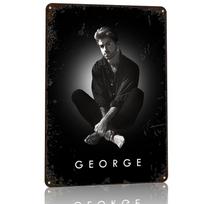 George Michael Personalizuotas D tekstūros metalinis plakatas Sienos menas Skardos ženklas prabangiai dekoracijai Namų dekoras Kambarys Juokingi ženklai 20x30cm（7.8x11.8inch） black