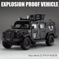 1:24 Military Spinosaurus Explosion Proof Vehice Sabertooth Car Model Toy Diecast Alloy Sound Light Pull Back Toy For Adult Gift black
