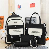 Grade 3 5 6 Primary Schoolbags for Girls and Boys 5 PCS Set Large Capacity Teenage Girl Backpacks Junior High School Student Book Bag with Wallet One size mėlyna