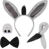 4 vnt. Linksmas Asilo Kostiumas Rinkinys Uodega Nosies Asilo Ausys Lankelis Naujas Asilo Lankelis Helovynui 4pcs-Set gray