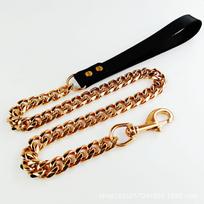Integruotas gyvūno pavadėlis Nerūdijančio plieno pintas grandinėle Šuns vedžiojimo pavadėlis Didelio ir vidutinio dydžio šuns pavadėlis 19mm 3.0*60cm black