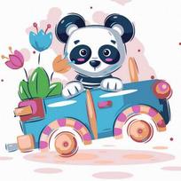 Tapyba Pagal Skaičius: „Panda automobilyje“ 20x20 cm