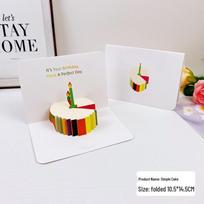 3D Musical Birthday Cake Pop-up Card with Colorful Lights and Recording white
