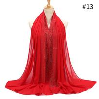 Moterims Cirkonio Šifono Vienspalviai Musulmoniški Galvos Apdangalai Šaliai Ir Skaros Pashmina Bandana Moteriški Foulard Hijab Parduotuvės red