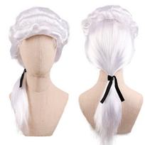 High-Quality Judge Wig Cap Presiding Judge Lawyer Headpiece Pianist Performance Court Performance Wig Student Edition white ponytail hair beige