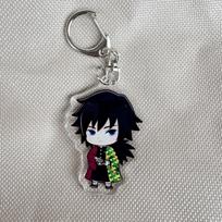 Anime Demon Slayer Figure Tanjirou Kamado Nezuko Tomioka Giyuu Kimetsu No Yaiba Cartoon Acrylic Keychain Pendant Key Ring Lovely Gifts gray
