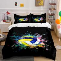 Volleyball with colorful splashes. Bedding sets Duvet cover sets Duvet covers Pillowcases(1 * Duvet Cover 2 * Pillowcases without duvet insert) 135x200cm black