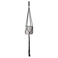Handwoven Cotton Rope Hanging Flower Pot Basket with Wooden Stick Flower Pot Net Bag gray